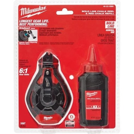 Chalk Line Reel, Braided, 100 ft L MPN:48-22-3986