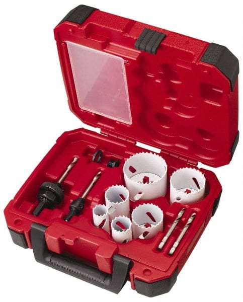 Electrician's Hole Saw Kit: 12 Pc, 7/8 to 2-1/2