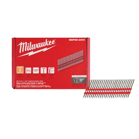 Duplex Nails, 2 7/8 in L, 10 ga, Plain, Flat Head, 21 Degrees MPN:MDP8D-2000