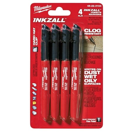 Ink Industrial Marker, Black, Bullet, PK4 MPN:48-22-3104