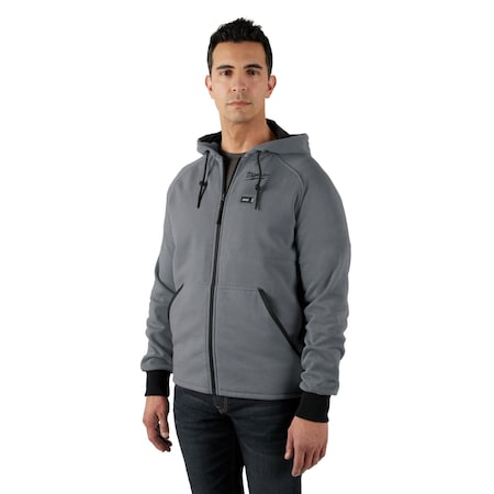 Men's Heated Hoodie Kit, Milwaukee M12™, 3 Settings, Up to 8 hrs Time, Zipper Closure, Gray MPN:306G-21S