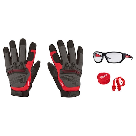 Demolition Gloves, EXTRA Glasses AND 3 Pack Reusable Corded Ear Plugs MPN:48-22-8732, 48-73-2020, 48-73-3151