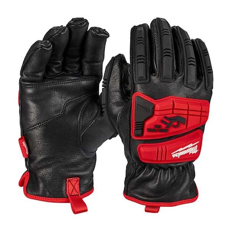 Work Gloves, Shirred Slip-On Cuff, Keystone Thumb, Full Finger, Black/Red, 2XL MPN:48-22-8784