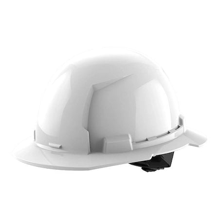 BOLT White Full Brim Hard Hat w/4pt Ratcheting Suspension - Type 1, Class E MPN:48-73-1101