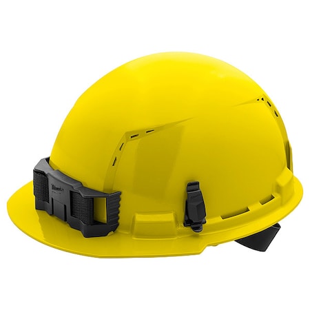 BOLT Yellow Front Brim Vented Hard Hat w/4pt Ratcheting Suspension - Type 1, Class C MPN:48-73-1202