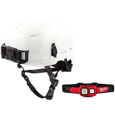 Safety Helmet and Headlamp, Polycarbonate, Swinging Ratchet, White MPN:48-73-1301, 2104