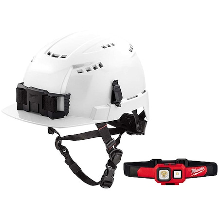 Safety Helmet and Headlamp, Polycarbonate, Swinging Ratchet, White MPN:48-73-1320, 2104