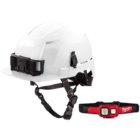 Safety Helmet and Headlamp, Polycarbonate, Swinging Ratchet, White MPN:48-73-1321, 2104