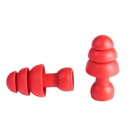 Reusable Silicone Replacement Banded Flanged Ear Plugs, Flanged Shape, 26 dB, Red, 5 PK MPN:48-73-3205
