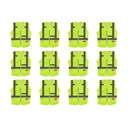 High Visibility Vest, 12 pk, 12 pk, S/M MPN:48-73-5021X12