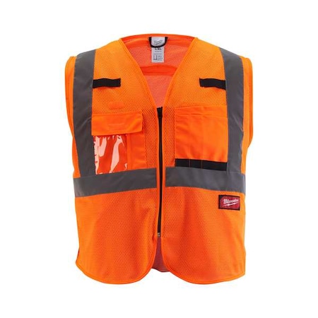 Class 2 High Visibility Orange Mesh Safety Vest - Large/X-Large MPN:48-73-5116