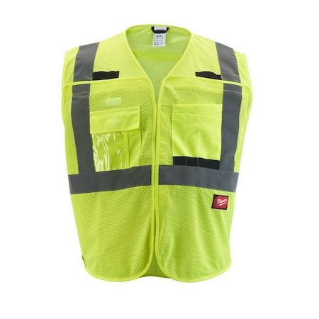 Class 2 Breakaway High Visibility Yellow Mesh Safety Vest - 2X-Large/3X-Large MPN:48-73-5123