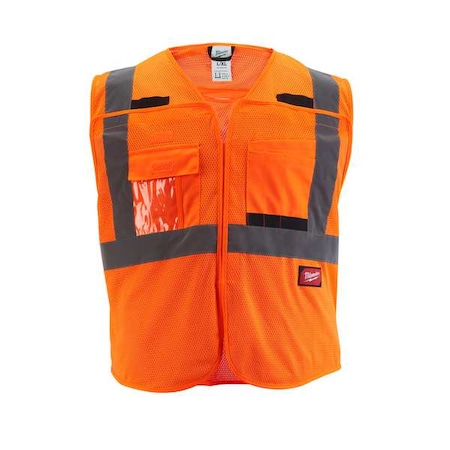 Class 2 Breakaway High Visibility Orange Mesh Safety Vest - 4X-Large/5X-Large MPN:48-73-5128