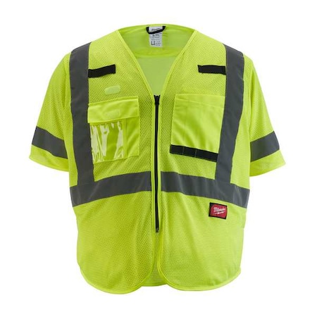 Class 3 High Visibility Yellow Mesh Safety Vest - Small/Medium MPN:48-73-5131
