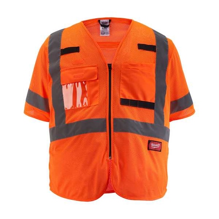 Class 3 High Visibility Orange Mesh Safety Vest - Small/Medium MPN:48-73-5135