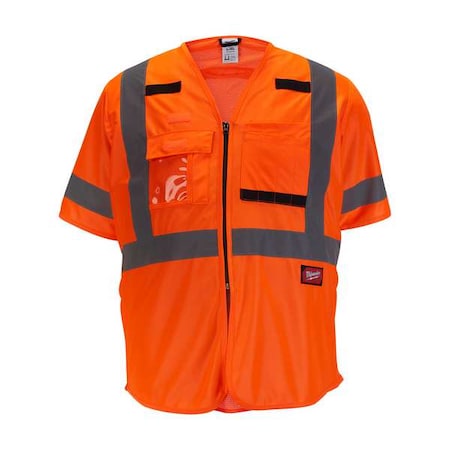 Class 3 High Visibility Orange Safety Vest - Large/X-Large MPN:48-73-5146