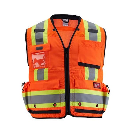 Class 2 Surveyor's High Visibility Orange Safety Vest - Small/Medium MPN:48-73-5165