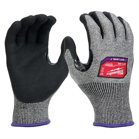 Cut Protection Dipped Gloves, Cut Level A7, Dipped, Nitrile, Rough, 2XL 1 PR MPN:48-73-7014