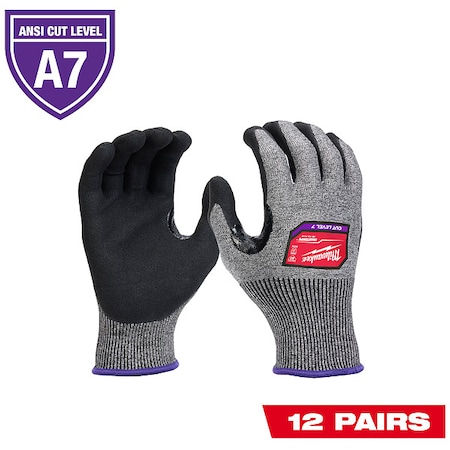 Cut Protection Dipped Gloves, Cut Level A7, Nitrile, Sandy Nitrile, 2XL 12 PK MPN:48-73-7014B