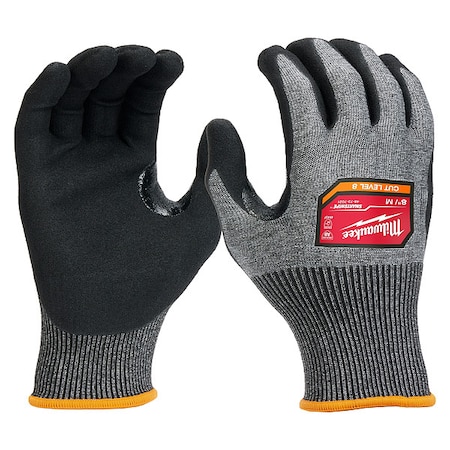 Cut Protection Dipped Gloves, Cut Level A8, Dipped, Nitrile, Rough, Medium 1 PR MPN:48-73-7021