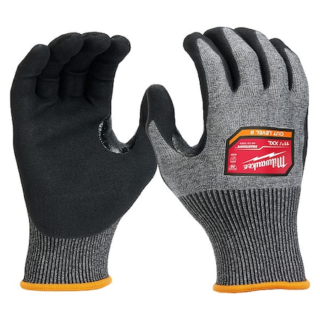 Cut Protection Dipped Gloves, Cut Level A8, Dipped, Nitrile, Rough, 2XL 1 PR MPN:48-73-7024