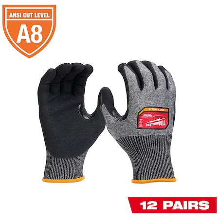 Cut Protection Dipped Gloves, Cut Level A8, Nitrile, Sandy Nitrile, 2XL 12 PK MPN:48-73-7024B