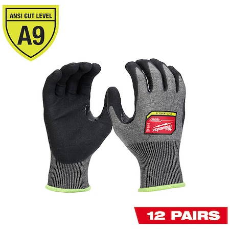 Cut Protection Dipped Gloves, Cut Level A9, Dipped, Nitrile, Sandy Nitrile, XL 12 PK MPN:48-73-7033B