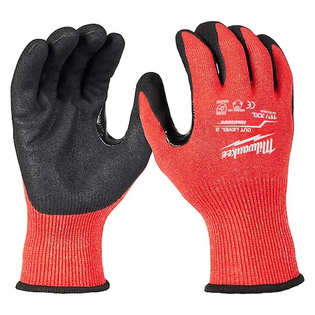 Work Gloves, Cut Level A3, Dipped, Nitrile, Sandy, 2XL 1 PR MPN:48-73-8634