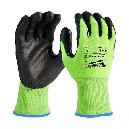 12 Pair High Visibility Cut Level 2 Polyurethane Dipped Gloves- L MPN:48-73-8922B