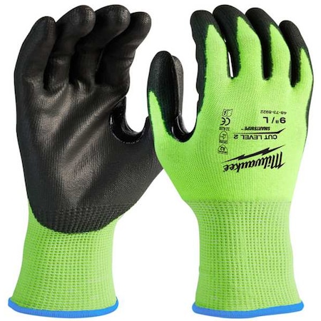 12 Pair High Visibility Cut Level 2 Polyurethane Dipped Gloves - XXL MPN:48-73-8924B