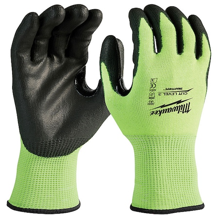 High Visibility Cut Level 3 Polyurethane Dipped Gloves - S, PR MPN:48-73-8930