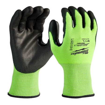12PK High Visibility Cut Level 3 Polyurethane Dipped Gloves - M MPN:48-73-8931B
