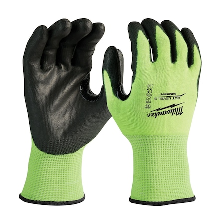 12PK High Visibility Cut Level 3 Polyurethane Dipped Gloves - L MPN:48-73-8932B