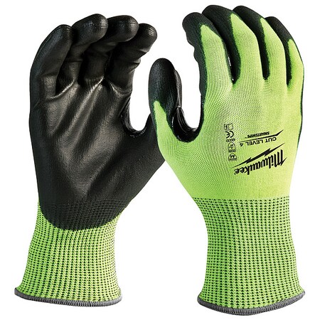 High Visibility Cut Level 4 Polyurethane Dipped Gloves - M, PR MPN:48-73-8941