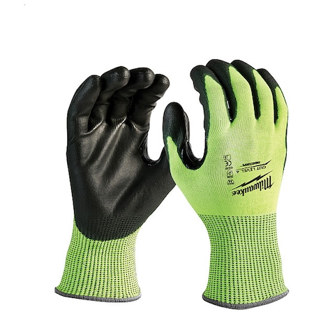 High Visibility Cut Level 4 Polyurethane Dipped Gloves- XXL MPN:48-73-8944