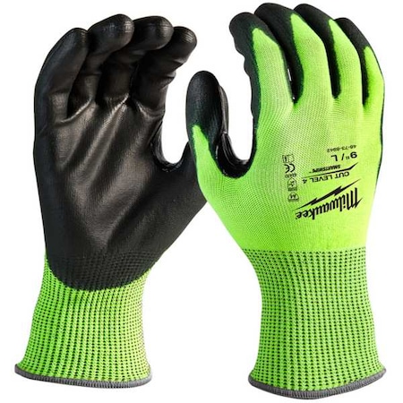 12PK High Visibility Cut Level 4 Polyurethane Dipped Gloves - XXL MPN:48-73-8944B