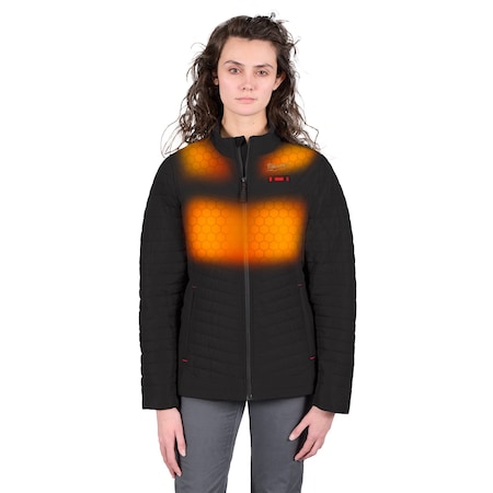 M12 Women's Heated Jacket, Black, Heats 3 to 12 hours, 2 Outside Pockets, XS MPN:F102B-21XS
