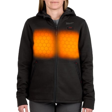 Women's Heated Hoodie, Up to 8 hours Time, Zipper Closure, Black, Size XL MPN:F200B-21XL