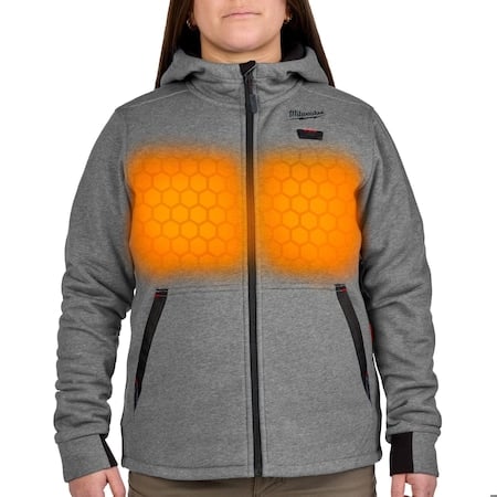Women's Heated Hoodie, Up to 8 hours Time, Zipper Closure, Gray, Size XL MPN:F200G-21XL