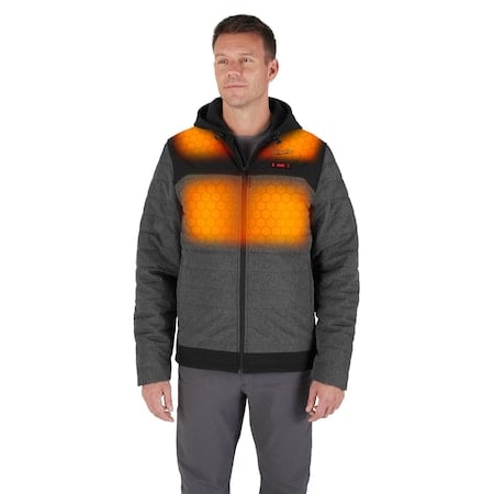 M12 Heated TOUGHSHELL Men's Jacket, Gray, Heats 3 to 12 Hours, 2 Outside Pockets, 2XL MPN:M102G-212X