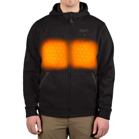 Men's Heated Hoodie, Up to 8 hours Time, Zipper Closure, Black, Size M MPN:M200B-21M