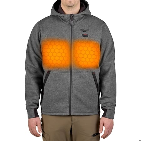 Men's Heated Hoodie, Up to 8 hours Time, Zipper Closure, Gray, Size 3XL MPN:M200G-203X
