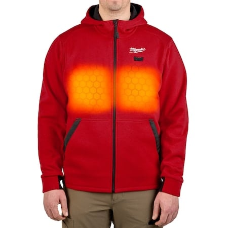 Men's Heated Hoodie, Up to 8 hours Time, Zipper Closure, Red, Size S MPN:M200R-20S
