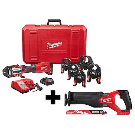 M18 FORCE LOGIC Press Tool Kit, For 1/2 in to 2 in Copper, PEX Pipe, 18 V DC MPN:2922-22, 2822-20, 48-00-5262