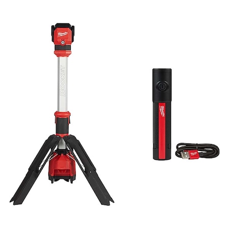M12 ROCKET Dual Power Tower Light + Rechargeable 500L Everyday Carry Flashlight w/ Magnet MPN:2132-20, 2011R