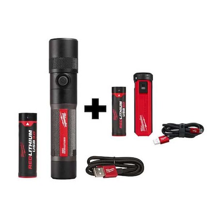 USB 1100L Twist Focus Flashlight + USB Charger & Portable Power Source Kit MPN:2161-21, 48-59-2013