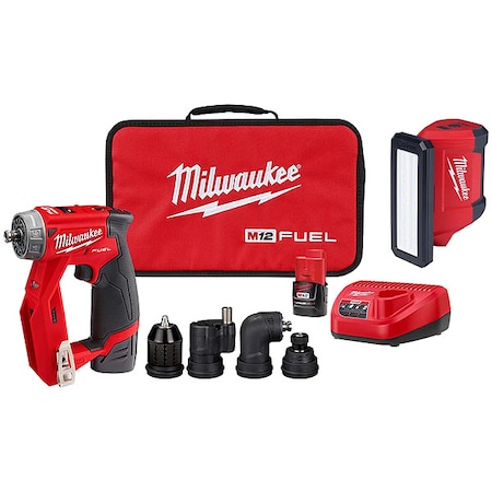 M12 FUEL Installation Drill/Driver Kit + M12 ROVER Service and Repair Flood Light w/ USB Charging MPN:2505-22, 2367-20