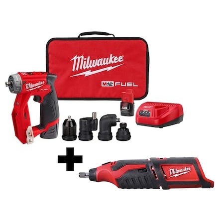 M12 FUEL Installation Drill/Driver Kit + M12 Rotary Tool MPN:2505-22, 2460-20