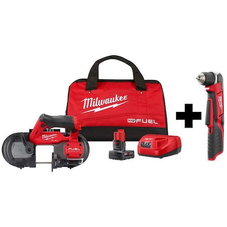 M12 3/8 in Right Angle Drill/Driver + M12 FUEL Compact Band Saw Kit MPN:2529-21XC, 2415-20