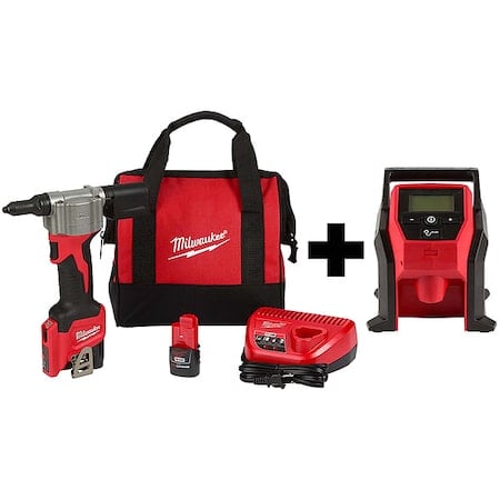 M12 Rivet Tool Kit + M12 Compact Inflator MPN:2550-22, 2475-20